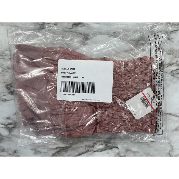 Free People NWT Adella Cami Crochet Lace Spaghetti Strap Top Dusty Mauve XS New - Picture 8 of 9